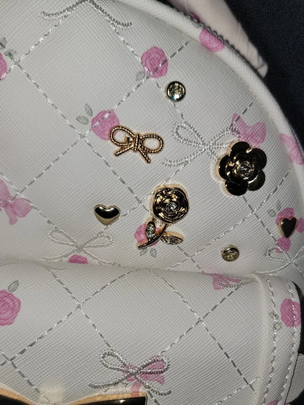 Under One Sky White & Pink Mini Kids Backpack with Gold Bow